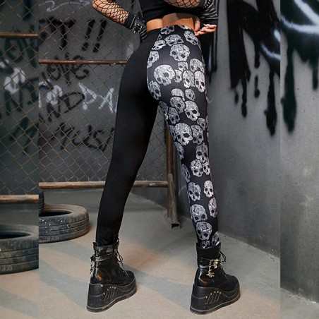 Vue arrière du Legging tête de mort 'Crânes Contraste Macabre'