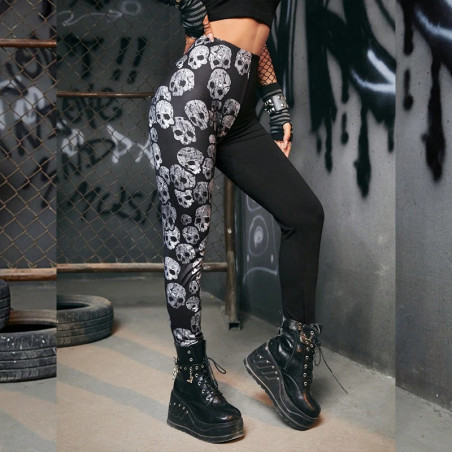 Vue côté du Legging tête de mort 'Crânes Contraste Macabre'