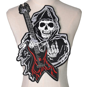Patch Brodé Tête de Mort 'Grim Reaper Rocker'