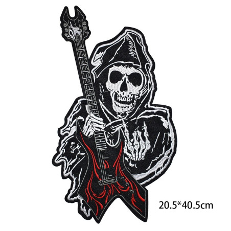Dimensions du Patch Brodé Tête de Mort 'Grim Reaper Rocker'