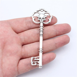 Détails du Collier Pendentif Clé Tête de Mort Clé des Ombres - couleur gris