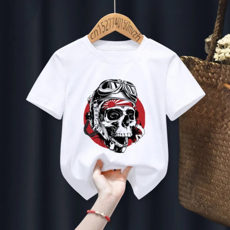 T-shirt Tête de Mort 'Aviateur du Soleil Levant'