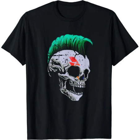 T-shirt Tête de Mort Punk 'Crête Rebelle'