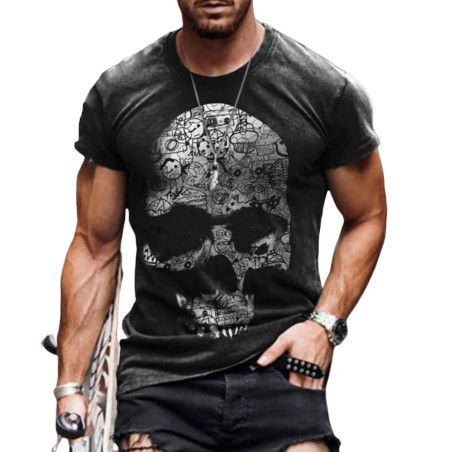 T-shirt Tête de Mort Gravure Sombre