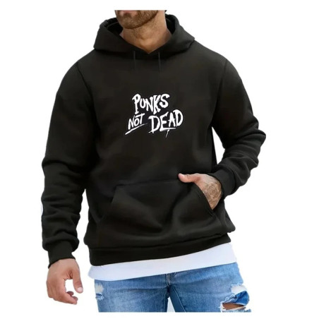 Sweat à Capuche Rock Punks Not Dead - couleur noir