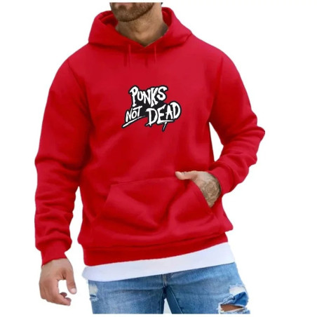 Sweat à Capuche Rock Punks Not Dead - couleur rouge