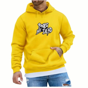 Sweat à Capuche Rock Punks Not Dead - couleur jaune