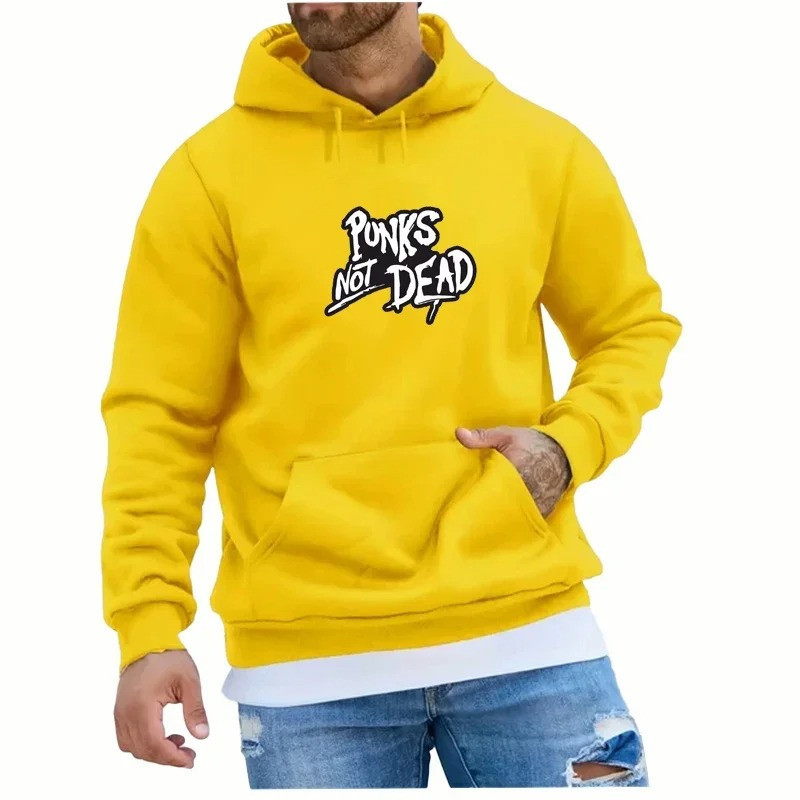 Sweat à Capuche Rock Punks Not Dead - couleur jaune