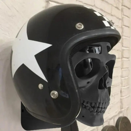 Support Mural Casque Moto Tête de Mort 3D | Skull Keeper