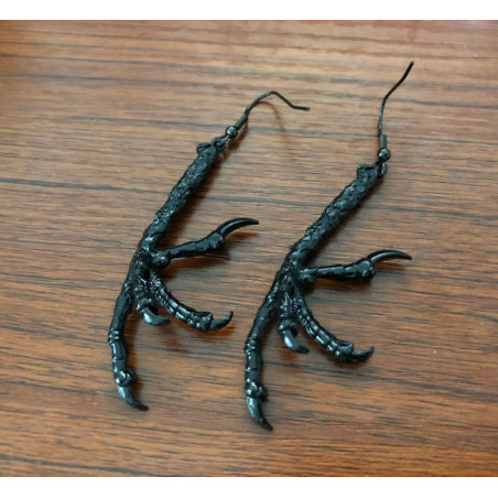 Magnifiques Boucles d'Oreilles Gothique 'Griffes Obscures' de corbeau