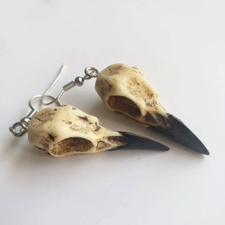 Magnifiques Boucles d'Oreilles Gothique Corbeau 'Clair de Lune Sombre'