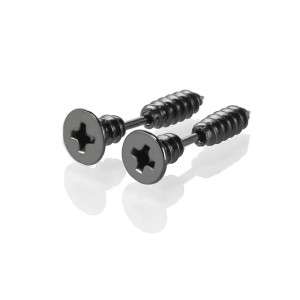 Boucles d'Oreilles Punk Rock  Vis 'Éclat Rebel' couleur noir