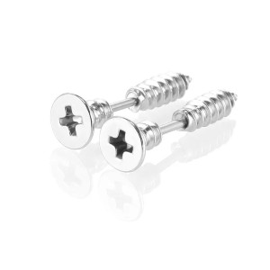 Boucles d'Oreilles Punk Rock  Vis 'Éclat Rebel' couleur argent