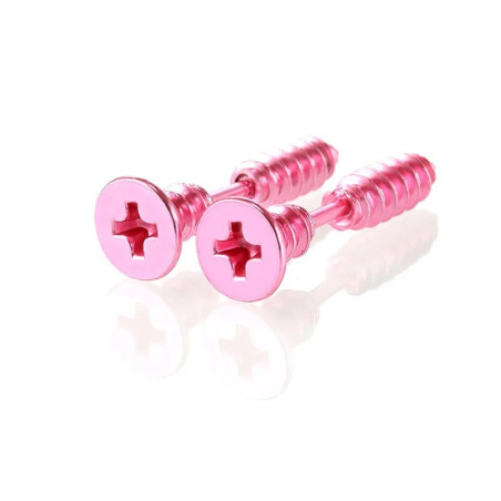 Boucles d'Oreilles Punk Rock  Vis 'Éclat Rebel' couleur rose