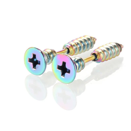 Boucles d'Oreilles Punk Rock  Vis 'Éclat Rebel' couleur multicolore