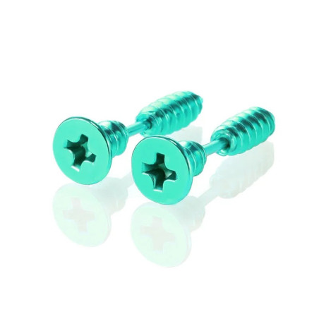 Boucles d'Oreilles Punk Rock  Vis 'Éclat Rebel' couleur vert