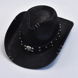 Vue dessus du Chapeau Cowboy Tête de Mort 'Sombre Chevauchée'
