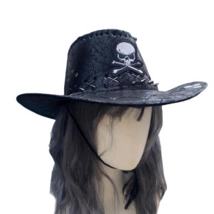 Vue de Côté du Chapeau de Cowboy Tête de Mort 'Esprit Rebelle'