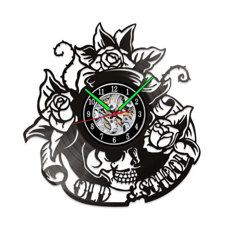 Horloge Tête de Mort  Salon de Tatouage 'Old School Roses'