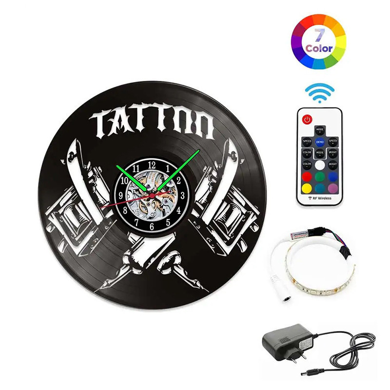 Horloge Murale LED 'Tattoo Machine' - Ambiance Old School