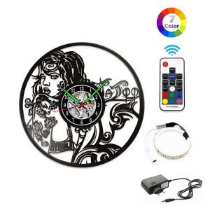 Horloge Murale LED 'Tattoo Girl' - Esprit Ink & Art
