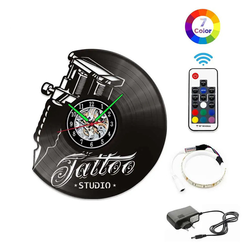 Horloge Murale LED 'Tattoo Studio' - Machine à Encrer