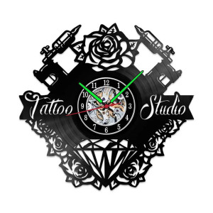 Horloge Murale 'Tattoo Studio' - Roses & Aiguilles