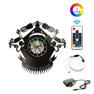Horloge Murale LED 'Tattoo Studio' - Symbole & Aiguilles