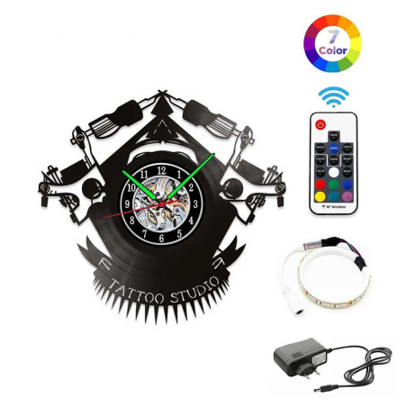 Horloge Murale LED 'Tattoo Studio' - Symbole & Aiguilles