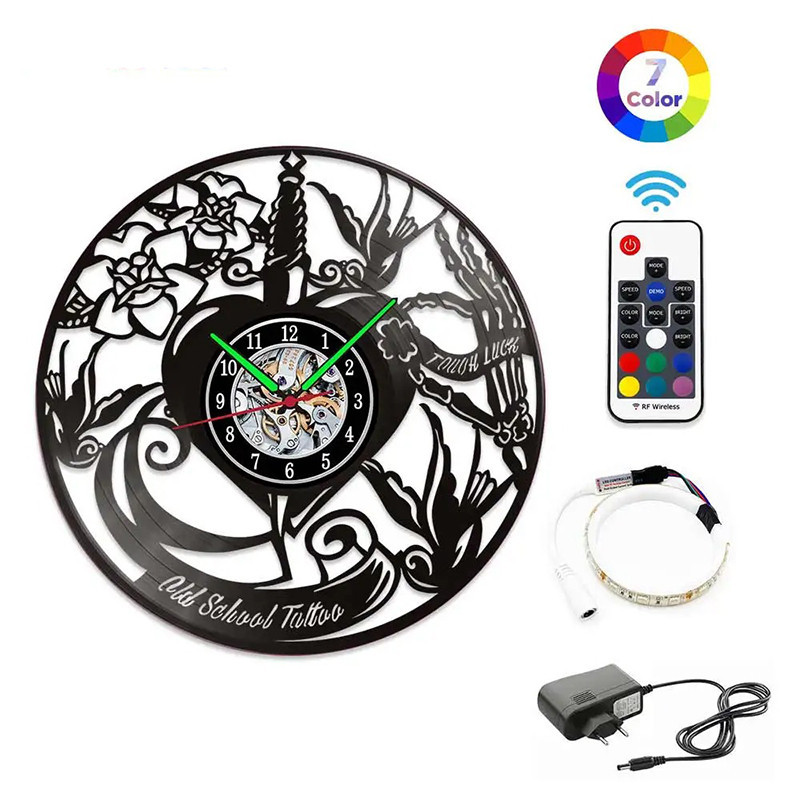 Horloge Murale LED 'Old School Tattoo' - Cœur & Destin