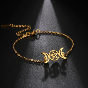 Bracelet Gothique 'Éclipse Bicolore' - couleur or