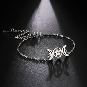 Bracelet Gothique 'Éclipse Bicolore' - couleur argent