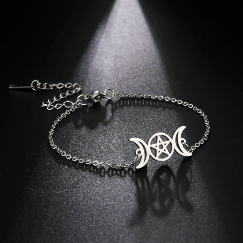Bracelet Gothique 'Éclipse Bicolore' - couleur argent