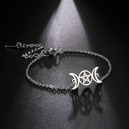 Bracelet Gothique 'Éclipse Bicolore' - couleur argent