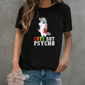 T-shirt Licorne 'Mignonne mais Psycho'