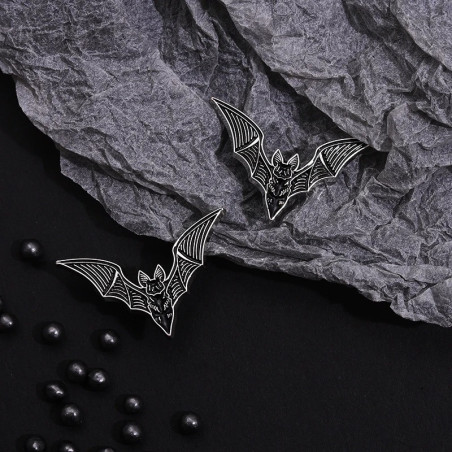 Magnifique Broche Gothique Tête de Chauve-Souris 'Vol Nocturne Mystique'