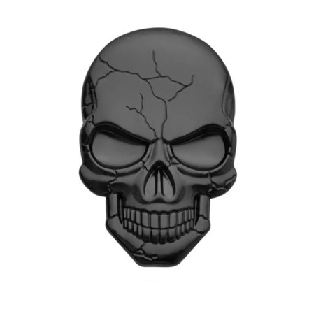 Autocollant Tête de Mort 3D en métal Couleur Noir