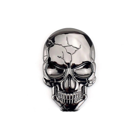 Autocollant Tête de Mort 3D en métal Couleur Argent
