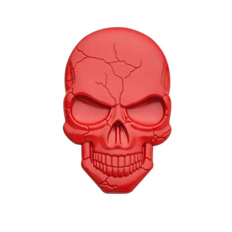 Autocollant Tête de Mort 3D en métal Couleur Rouge