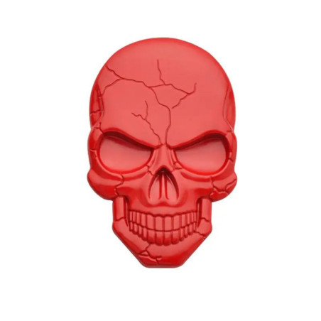 Autocollant Tête de Mort 3D en métal Couleur Rouge