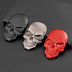 Autocollant Tête de Mort 3D en métal