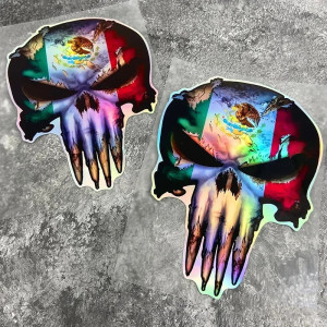 Vue générale Autocollant Tête de Mort Punisher Alien pour moto