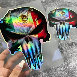 Autocollant Tête de Mort Punisher Alien pour moto