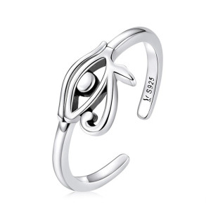 Bague ouverte en argent Sterling 925 pour femme en forme d'oeil d'horus