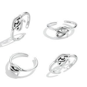 Details bague ouverte en argent Sterling 925 pour femme en forme d'oeil d'horus