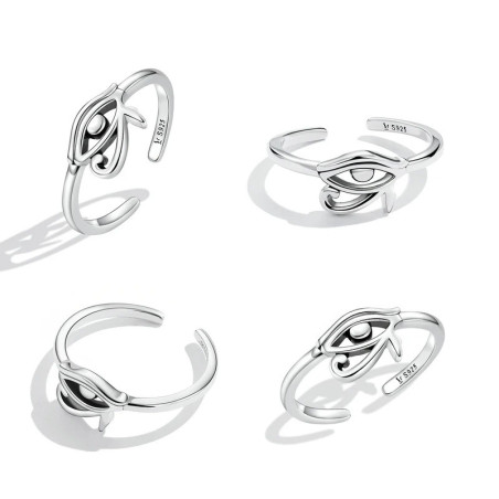 Details bague ouverte en argent Sterling 925 pour femme en forme d'oeil d'horus