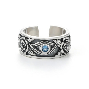 Bague ouverte rétro oeil d'horus pour homme