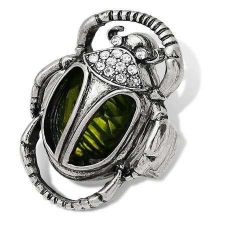 Bague vintage avec pierre pour homme scarabée égyptien Couleur Argent