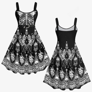 Robe Tête de Mort Gothique 'Dentelle Macabre'