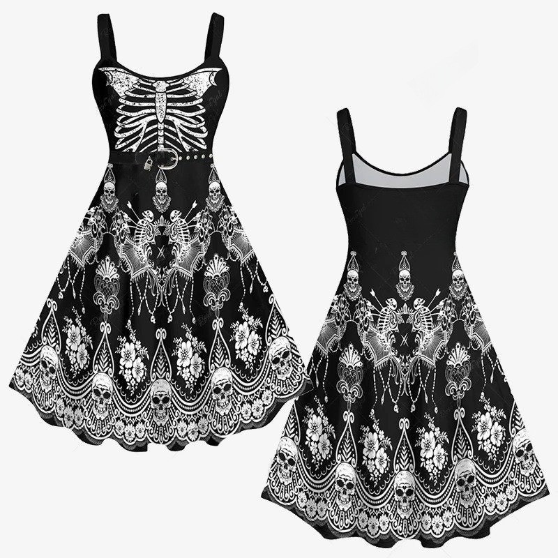 Robe Tête de Mort Gothique 'Dentelle Macabre'